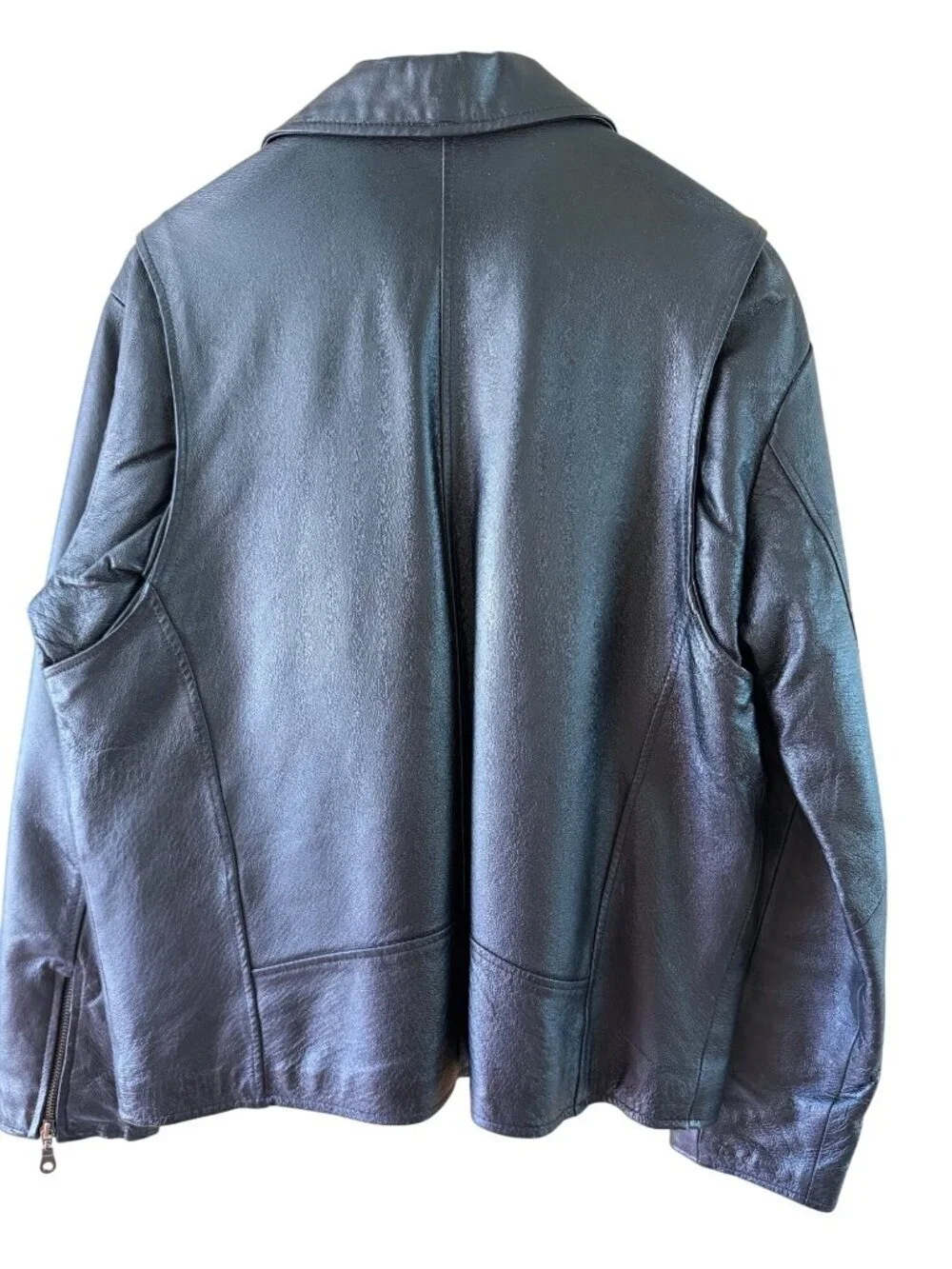 Weekend Mens Leather Moto Jacket Size M Black Zipper Front Minimalist Vintage